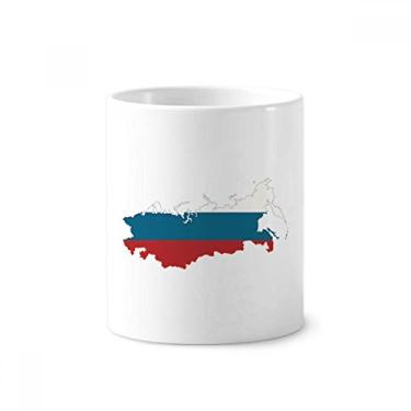 Imagem de Porta-canetas de escova de dentes com ilustração nacional do mapa da Rússia com suporte de cerâmica