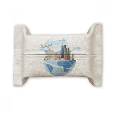 Imagem de Travel Journey America Mount Plane Capa de papel para lenços faciais Bolsa de linho de algodão