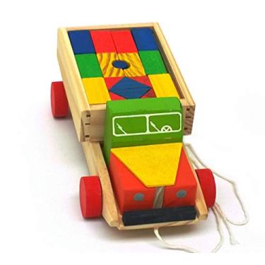 Brinquedo Caminhão De Madeira C/ Trator Mdf Infantil Retro