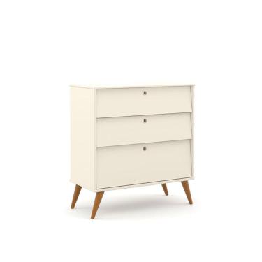 Imagem de Comoda de Bebê Gold Retrô 3 Gavetas 100% MDF Cor Off White com Eco Wood - Matic Móveis