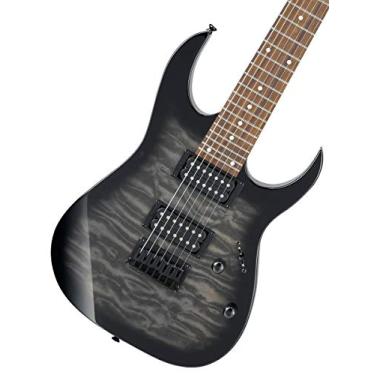 Imagem de Ibanez GRG Guitarra elétrica de corpo sólido de 7 cordas, direita, transparente preto Sunburst, completo (GRG7221QATKS)