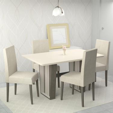 Imagem de Conjunto Sala de Jantar 4 Lugares Mesa Florida e Cadeira Montana Tecido A40 Móveis Meneghetti Wengue