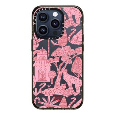 Imagem de CASETiFY Capa Impact para iPhone 15 Pro [4X testado contra quedas de grau militar / proteção contra quedas de 2,5 m] - impressões de animais - rosa Cheetah Paradise - preto transparente