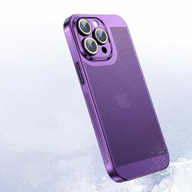 Imagem de Capa de telefone de malha de refrigeração ultra-fina para iphone 15 14 13 12 11promax xs max caso de pc com lente filme de vidro, roxo, para iphone 8