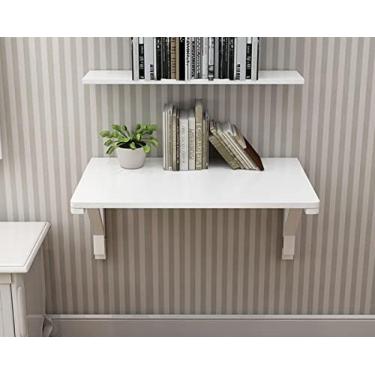 Imagem de Mesa dobrável montada na parede, mesa flutuante para parede branca, mesa dobrável para lavanderia de madeira maciça, mesa montada na parede dobrável grande, para jantar, estudo, cozinha, jan