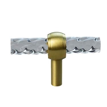 Imagem de Puxadores de cristal acrílico para porta de móveis, guarda-roupa, gaveta, puxador de armário de cozinha, ouro, alça de barra t, 1