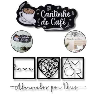 Imagem de Kit Plaquinha Abençoados Por Deus + Plaquinha Cantinho Do Café Em Mdf Adesivado