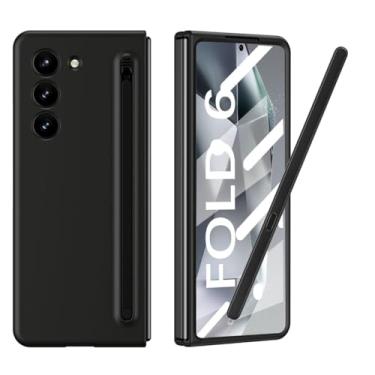 Imagem de Factemory Capa fina Z Fold 6 com S Pen compatível com Samsung Galaxy Z Fold 6 com caneta S compacta integrada, suporte e compartimento de armazenamento para caneta, com 3 pontas (preto)