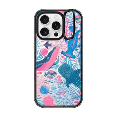 Imagem de CASETiFY Capa com suporte de anel de impacto para iPhone 16 Pro [suporte/2 m. 3 x proteção contra quedas de grau militar/compatível com Magsafe] - sob o mar - preto transparente