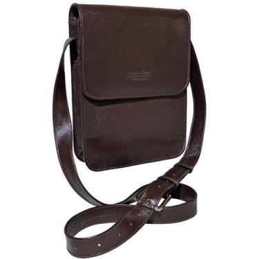 Imagem de Bolsa Carteiro Capanga Couro Pasta Porta Tablet - Kenia e Katia, Marro