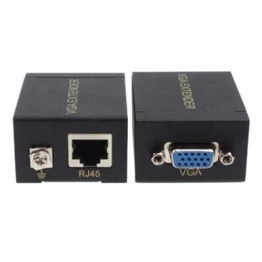 Imagem de Adaptador Extensor Vga Par Lan Cat5 Cat6 Rj45 Rede 60M 1080P