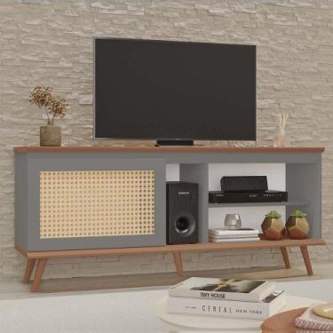 Imagem de Rack Camille 100% MDF Tuboarte 1 Porta 3 Nichos e Pés Estilo Retrô, Gr