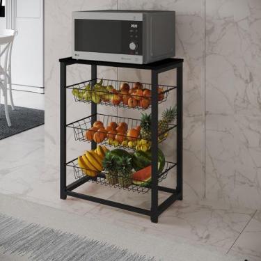 Imagem de Fruteira com Suporte para Micro-ondas Barcelona Aço Preto Cesto Preto 