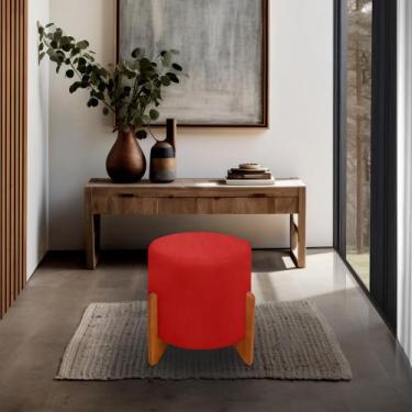 Imagem de Banqueta Puff Thor Luxo Madeira Maciça - ME ecommerce, vermelho