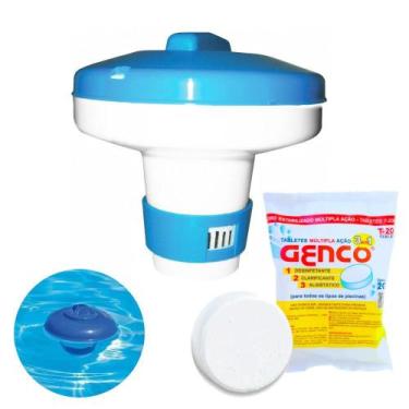 Imagem de Kit Mini Flutuador + 1 Pastilha De Cloro 200G Para Piscinas