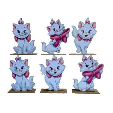Imagem de Kit Display de Mesa 6 Peças Para Festa Gata Marrie MDF - Juju Brasil