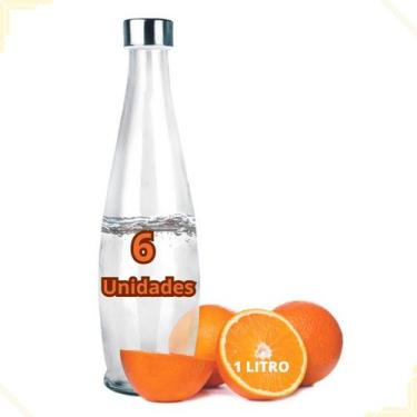 Imagem de Kit 6 Garrafas Agua Suco Vidro Geladeira 1 L Transparente - TUUT