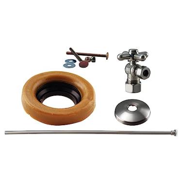 Imagem de Westbrass Kit de instalação de vaso sanitário com cabo cruzado de compressão nominal de 1,27 cm com linha de fornecimento de latão recozido, níquel acetinado, D1614TBX-07