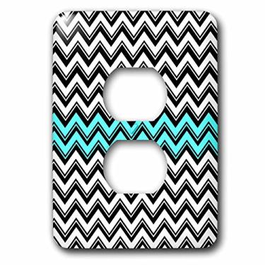 Imagem de 3dRose lsp_65775_15,24 cm cinza e turquesa chevron listras plug tomada, multicolorido