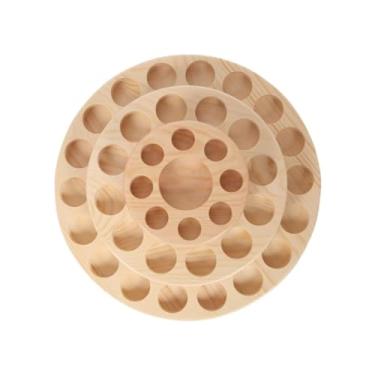 Imagem de Kokiya Prateleira de armazenamento de óleo essencial, suporte de exibição de esmalte, mesa giratória de madeira, 3 camadas, garrafas, prateleira de rolo,