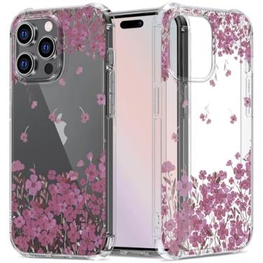 Imagem de GREATRULY Capa floral transparente para iPhone 15 Pro Max (6,7 polegadas) para mulheres/meninas, capa de telefone com design de flor bonita, fina, macia, transparente, à prova de quedas, TPU protetora de silicone, FL-27