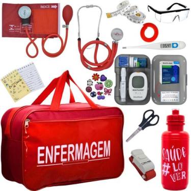 Imagem de Kit Enfermagem Aparelho Pressao Medidor Glicose Esteto Multi Premium, 