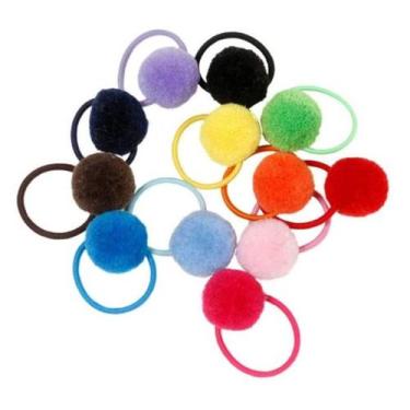 Imagem de Kit 60 Elásticos para cabelo pompom colorida Infantil - Lynx produções