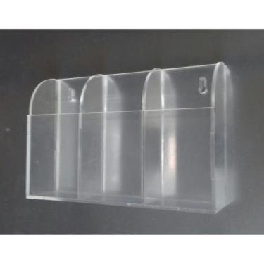 Imagem de Porta Controle Suporte Remoto Tv Ar Acrílico Cristal Parede 3 controle