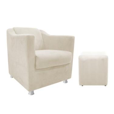 Imagem de kit Poltrona Decorativa Tilla e Puff Dado Sala de Estar Recepção Coran