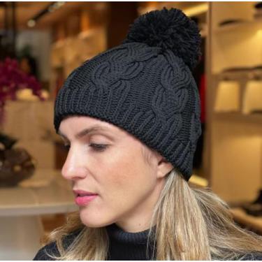 Imagem de Gorro Touca De Frio Trico Trançado Com Pompom Quente Inverno Adulto Un