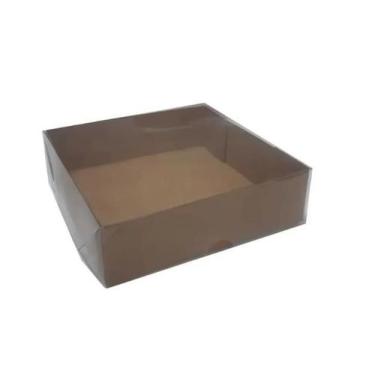 Imagem de Caixa De Papel C/tampa Transparente Nº5 Kraft 14x14x04 10und - YINPACK