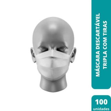 Imagem de Máscara Descartável Tripla com Tiras (PCT C/100) - Mota Industrial