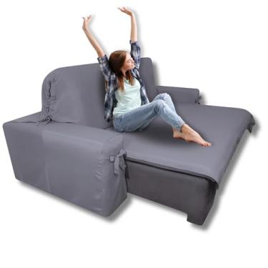 Imagem de Protetor pra Sofá de 3 Lugares Retrátil e Reclinável em Brim Peletizado até 2,35m (Grafite)