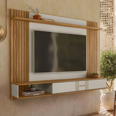 Imagem de Painel Suspenso Denver Detalhes Ripado para TV`s até 70 Polegadas Off White/Nature - Peternella