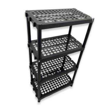 Imagem de Estante Organizadora Multiuso com 4 Prateleiras Modular Reforçada Preta