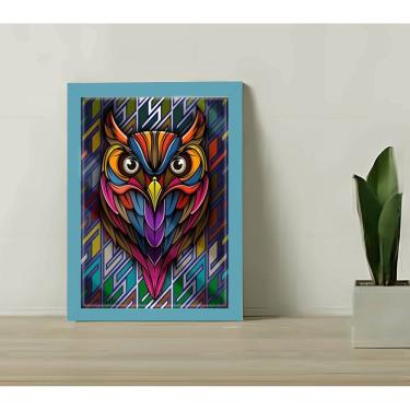 Imagem de Quadro Decorativo Abstrato Coruja C/ Moldura e Vidro 33x25