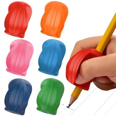 Imagem de The Pencil Grip Pegadores de lápis, o cabo crossover, auxiliar de escrita ergonômico para destros e canhotos, pinças de lápis coloridas, cores clássicas sortidas, 6 unidades - TPG-17806
