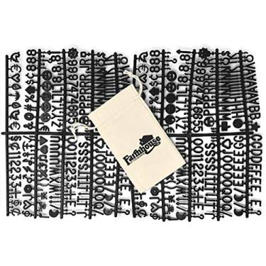 Imagem de Conjunto de letras para placas de letras de feltro trocáveis, 3/4" 460 personagens (inclui letras, símbolos/emojis, números, perfuração) e bolsa de armazenamento de estopa, Preto