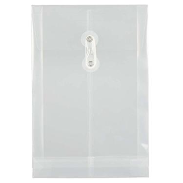 Imagem de Envelopes de plástico JAM Paper com fecho de botão e cordão – 16,5 cm x 23,5 cm, Clear