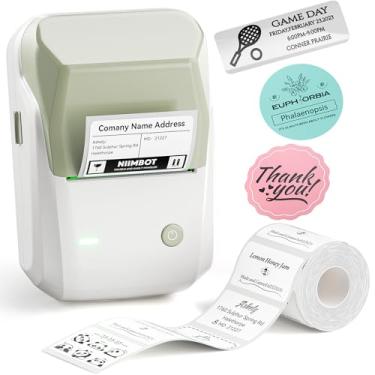 Imagem de NIIMBOT Máquina de etiquetar B1 com fita, impressora térmica de etiquetas fácil de usar para escritório, casa, negócios, etiquetadora de 5 cm com etiquetas de 5 x 3,5 cm - 230 peças/rolo