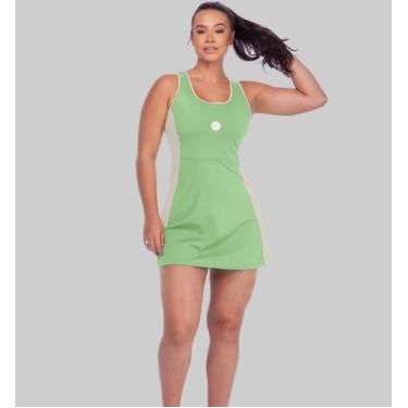 Imagem de Vestido Feminino Esportivo De Beach Tennis Bicolor Modelo Regata Short