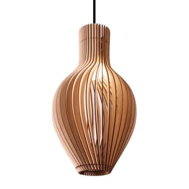 Imagem de Luminária Teto Tipo Pendente Em Mdf Malvinas Completa - MDF Cru