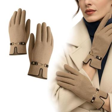 Imagem de Luva Feminina Inverno Térmica Touch Screen Detalhe Dourado - DANJIU