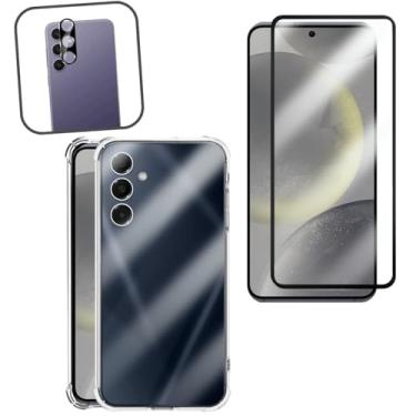 Imagem de Kit Capa Anti Impacto, Película de Vidro 3D, Protetor de Lente para Samsung Galaxy S24 Plus, Transparente