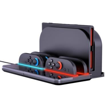 Imagem de Sehawei Estação de carregamento e armazenamento para Switch 2/Joy Con, suporte de carregador 4 em 1 com 8 compartimentos para cartão de jogo, design portátil dobrável, carrega 4 Joy Con2