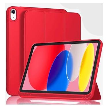 Imagem de Capa Case PREMIUM Anti Impacto com função sleep e suporte para iPad 10 10.9" e iPad 11 A16 2025 Com Compartimento Para Pencil Caneta Tampa Magnética (Vermelho)