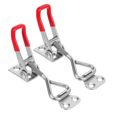 Imagem de Pacote com 2 braçadeiras de trava de alternância 4001 ajustáveis prata 304 aço inoxidável travas de ferrolho de liberação rápida 150 kg capacidade de retenção para tampa de defumador, gabarito de