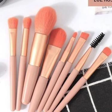 Imagem de Kit de Pincéis de Maquiagem Rosa Gold  8 Peças - Pincel