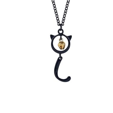 Imagem de Solighter Lindo colar de sino de cabeça de gato vazado para mulheres, pingente de cauda de raposa, joia de festa chique exclusiva, Large, Liga de aço, Sem Pedra Preciosa