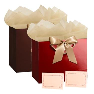 Imagem de PrintGuru Bolsa de presente grande de 33 cm com alças, bolsa de presente de aniversário com papel de seda e cartão comemorativo, bolsa de aniversário para mulheres, perfeita para presentes de chá de